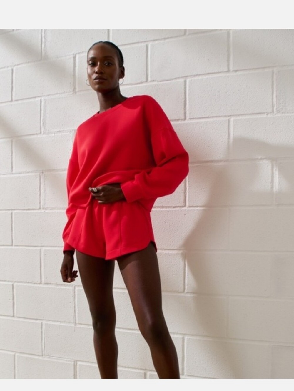 YPB neoKNIT Red Crewneck Sweatshirt Womens Large Active‎ NWTs athleisure lounge